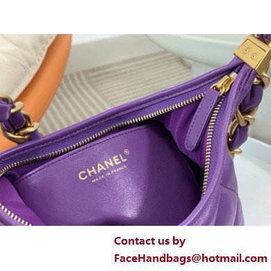 Chanel Shiny Lambskin  &  Gold-Tone Metal Small Hobo Bag PURPLE AS4922 2025